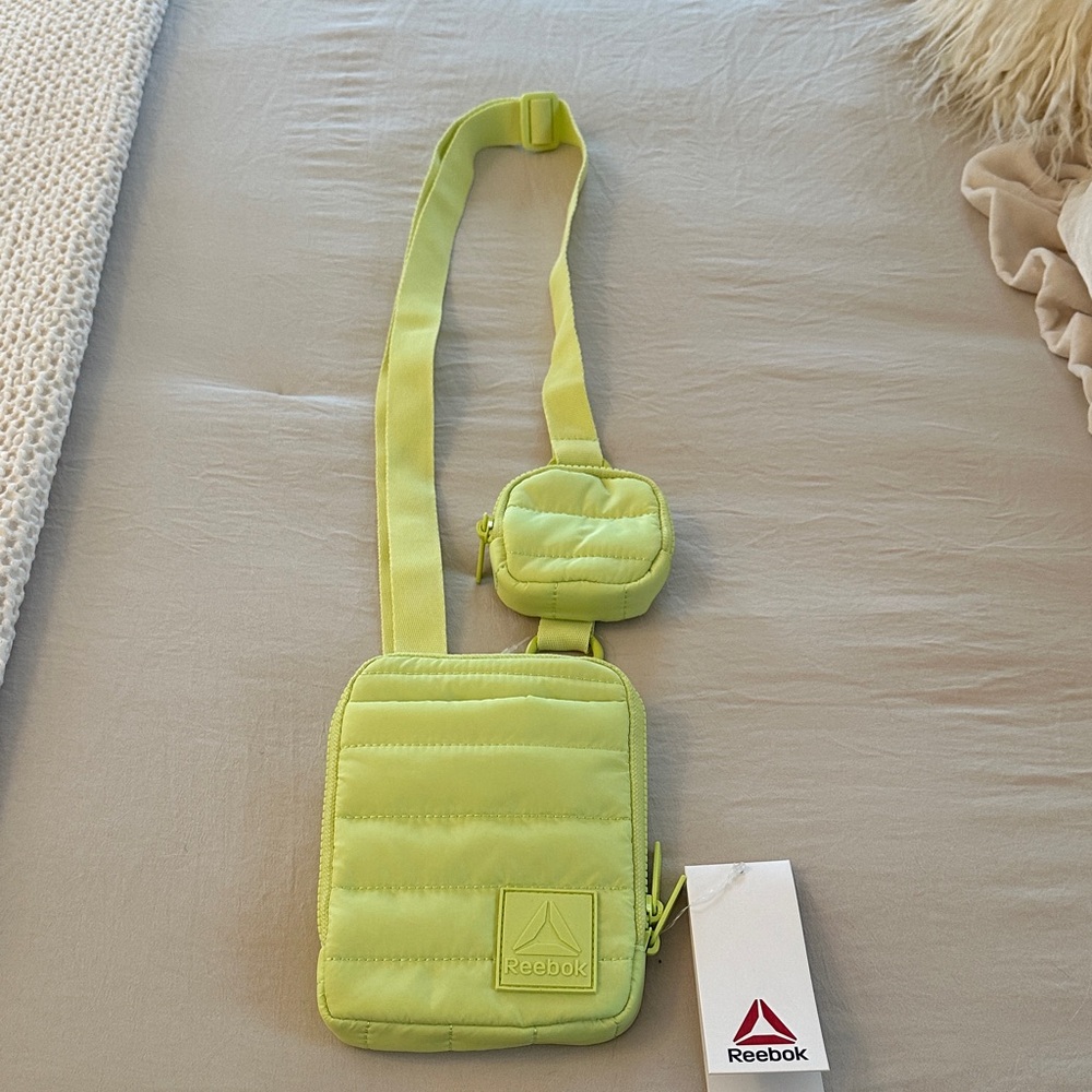 Reebok Neon Green Quilted Crossbody Bag